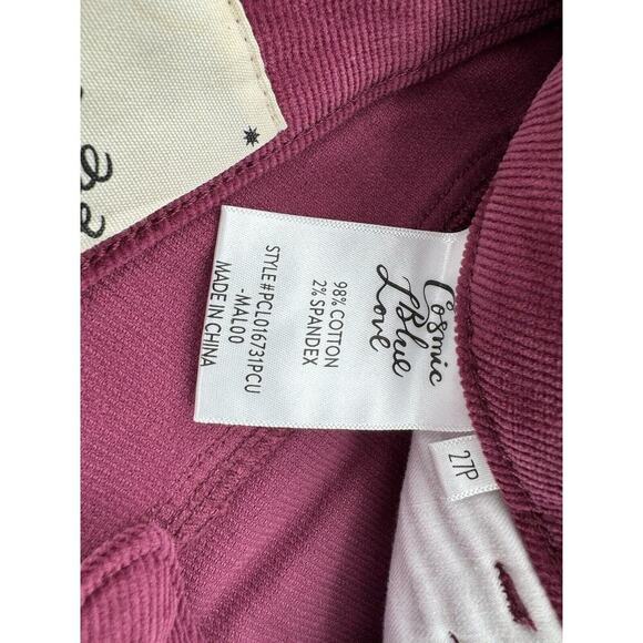 Cosmic Blue Love Jeans Women’s Size 27 Petite Corduroy Magenta Pink Skinny NWT​​ - Picture 8 of 16